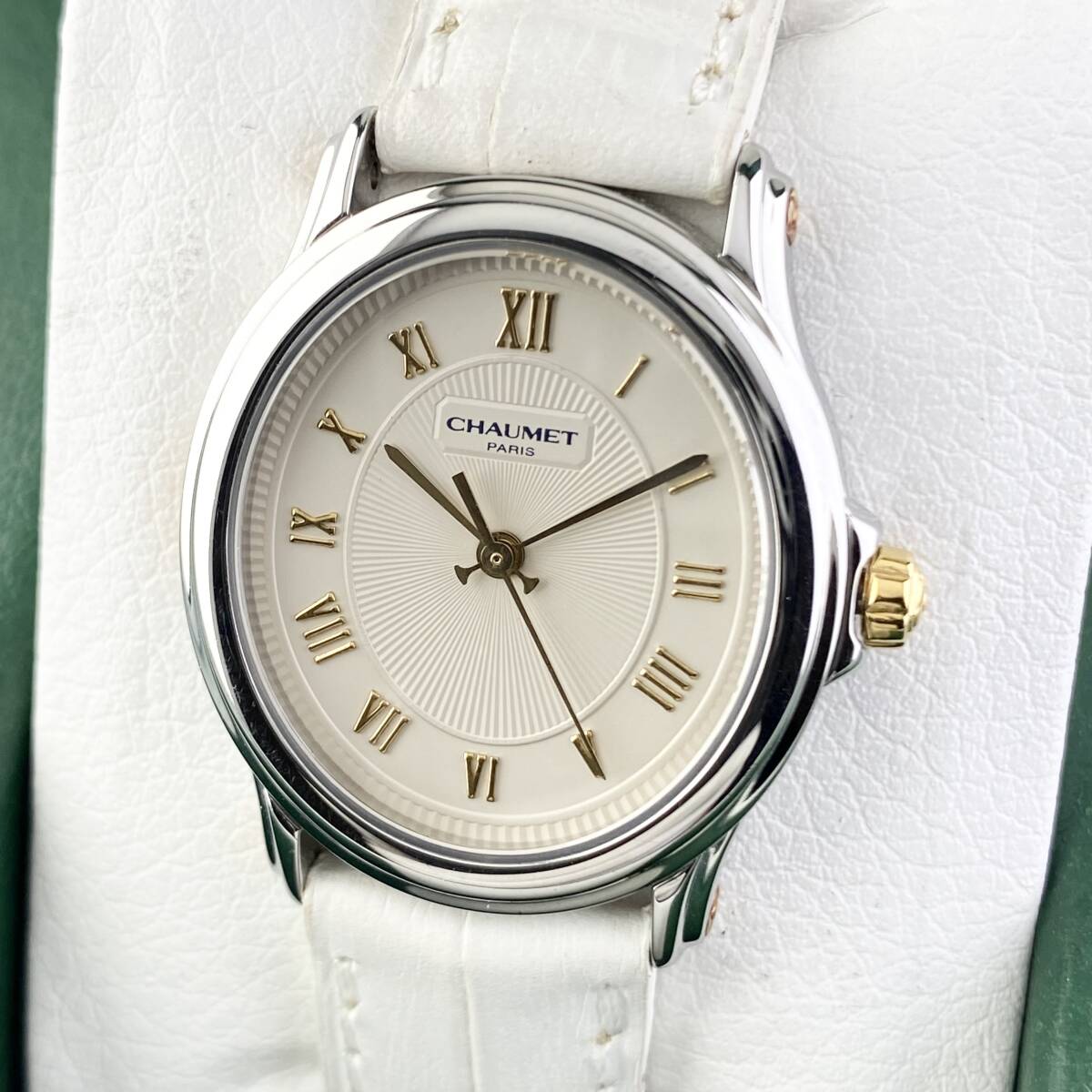 【1円〜】CHAUMET ショーメ 腕時計 レディース 23A-397 ホワイト文字盤 ゴールド ラウンド ローマン 可動品拍卖