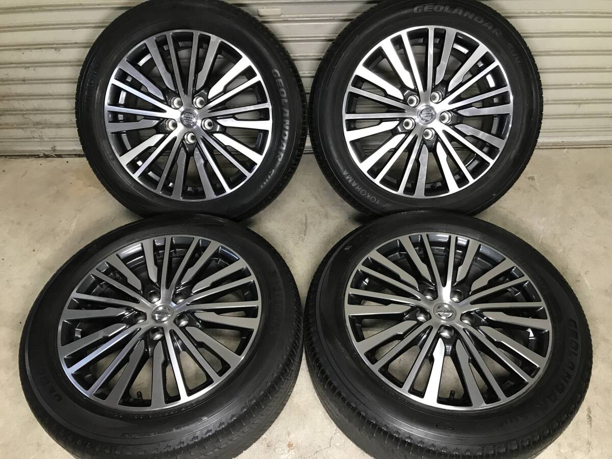 E52エルグランド【18×7.5J+55 PCD114.3 5H】日産純正ハイウェイスター後期アルミホイール【225/55R18】溝有22年製ヨコハマタイヤ 4本拍卖