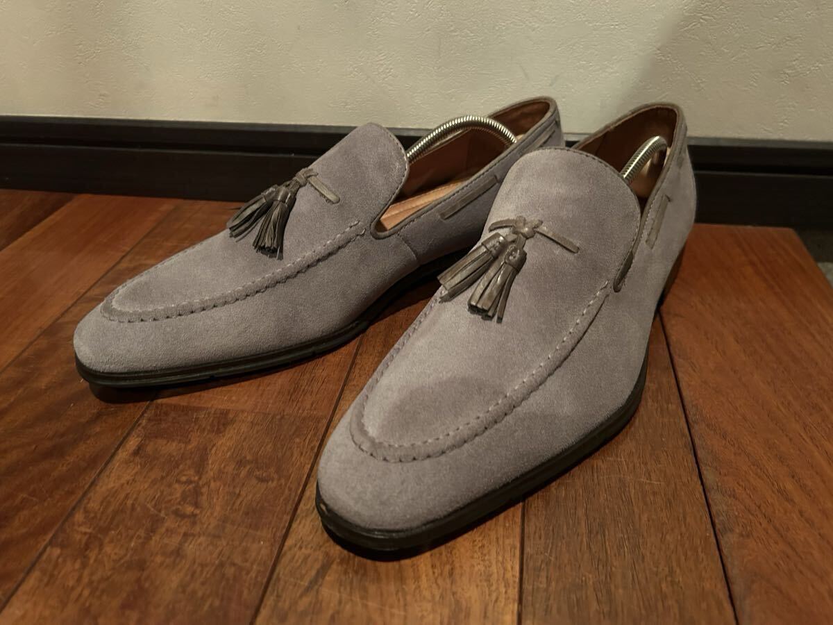 美品 使用僅か1回 イタリアンレザー使用 Cristiano Rossani スエード キルトタッセル スリッポン 26センチ拍卖