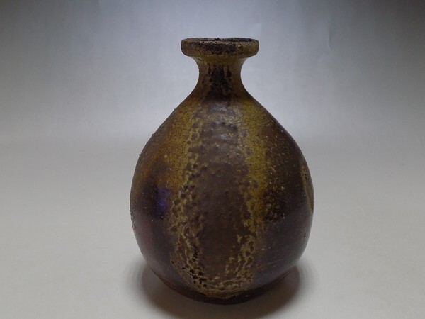 ★mm41★備前焼 的野求 窯変胡麻垂れ徳利★師:藤原建拍卖