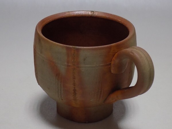 ★fs10★備前焼 作者不詳(在銘) 緋襷コーヒーカップ★拍卖