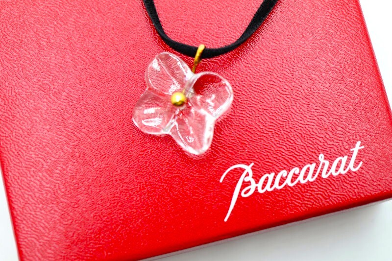 Baccarat バカラ 750/K18/金 ネックレス お花/フラワー 外箱付 クリスタルガラス拍卖