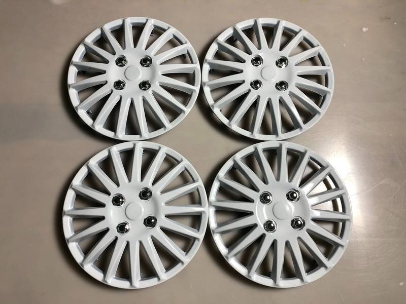 日産 プレーリー (ホワイト) 14インチ フィンタイプ ホイールカバー 4枚 1ヶ月保証付 ホイールキャップ 即納 送料無料 沖縄不可拍卖