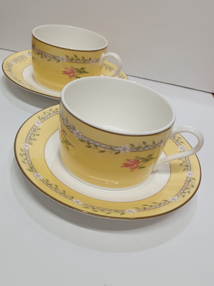 TIFFANY Pink Tulip ペア カップ ソーサー 箱無し ティファニー ピンクチューリップ ティーカップ 保管品拍卖