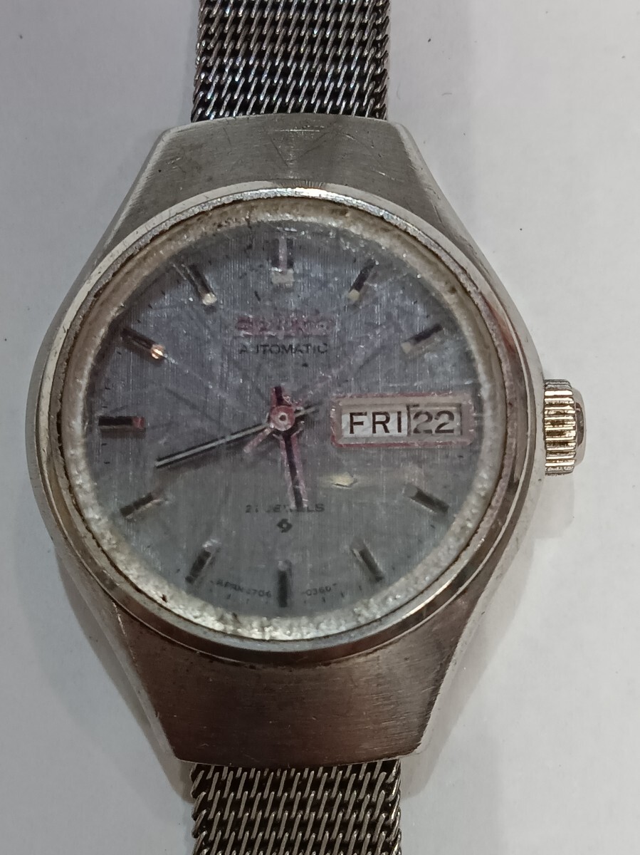 SEIKO レディース 腕時計 自動巻き 2706-0110 21jewels 稼働品 ベルト破損 デイデイト セイコー拍卖