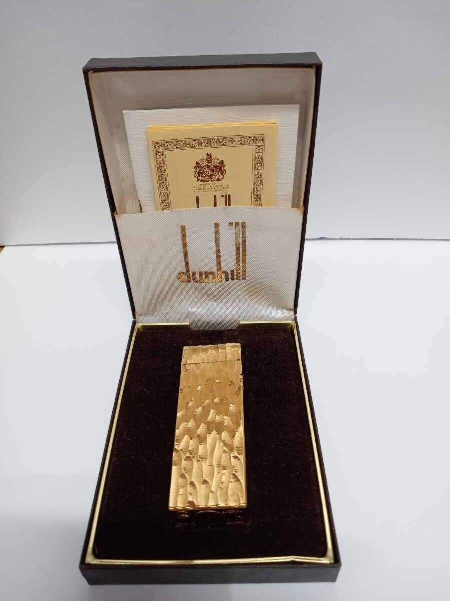 dunhill ガスライター ゴールド×ボルドー 喫煙具 ライター 火花 着火 ジャンク品として ダンヒル Dunhill ローラー式拍卖