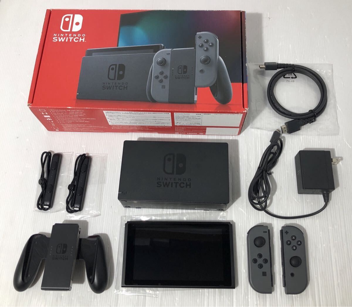【動作良好】 Nintendo Switch バッテリー強化版 2020年製 箱有り 一式 セット売り 任天堂 ニンテンドー スイッチ グレー拍卖
