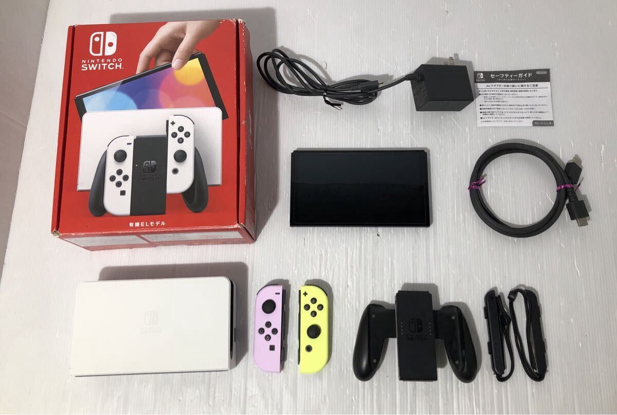 【動作良好】 Nintendo Switch 有機EL モデル 2021年製 箱有り 一式 セット売り 任天堂 ニンテンドー スイッチ パステルカラー 拍卖