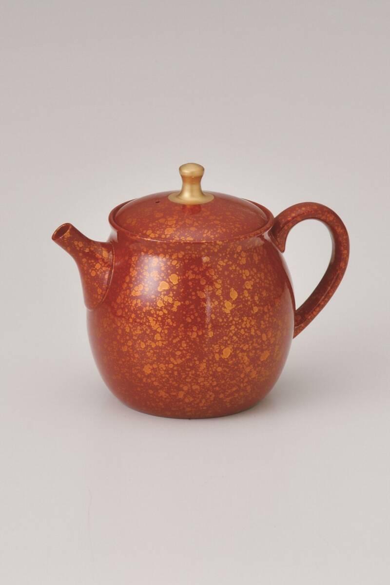 常滑焼! 昭龍 ☆長つぼ赤金後手急須☆ Y3001 新品 茶器 お茶 煎茶 深蒸し ほうじ茶 ポット ギフト拍卖