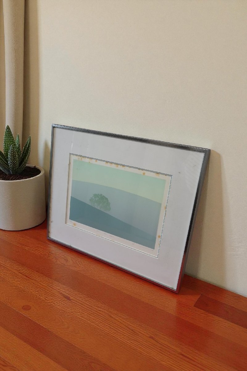 ○師井公二 版画作品 シルクスクリーン un jour du lepos 丘の木の絵 モダン アート 古道具のgplus広島 2511i拍卖