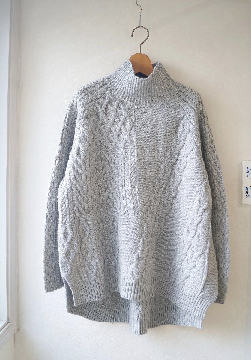 ★ トゥモローランド / MACPHEE *秋冬 ゆったりめ ウール混 ケーブルハイネックニット /グレー S/定価\20,520* 古着のgplus広島 2511t1拍卖