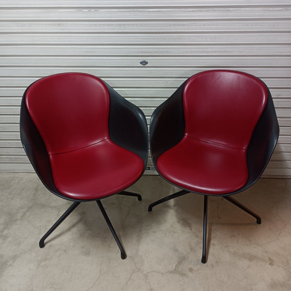 BOCONCEPT ボーコンセプト ダイニングチェア ADELAIDE アデレード レッド ブラック 2点セット レザー インテリア 家具 現状 中古拍卖
