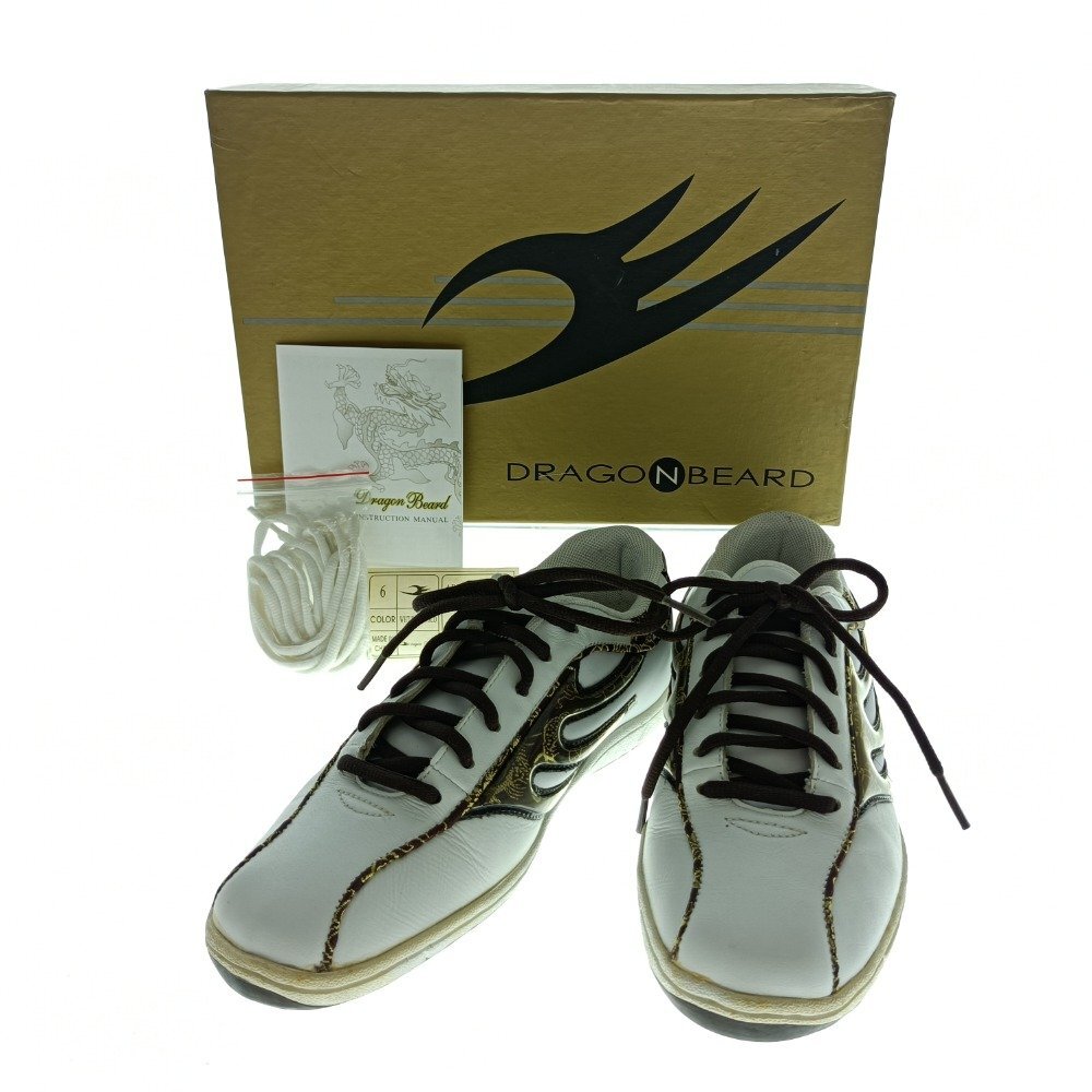 DRAGON BEARD ドラゴンベアード スニーカー DB-10963 24cm ホワイト 箱 和柄 個性派 カジュアル ファッション シューズ 現状 中古拍卖