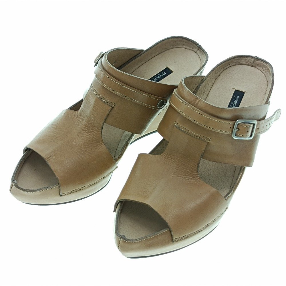 RABOKIGOSHI ラボキゴシ 70mm ウェッジソール 本革 2WAYサンダル 12720 24cm ベージュ 舟型 レディース ブランド シューズ 中古拍卖