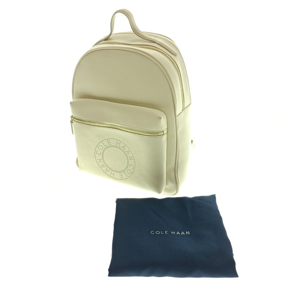 COLE HAAN コールハーン グランドシリーズ リュック アイボリー レザー パンチング ロゴ レディース ブランド バックパック 中古拍卖