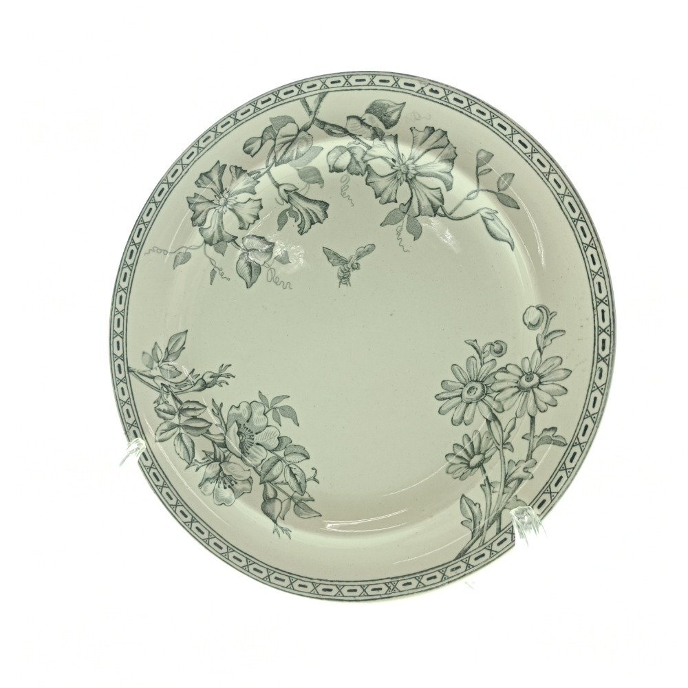 WEDGWOOD ウェッジウッド CLEMATIS クレマチス イギリス アンティーク プレート 24cm 皿 フラワーモチーフ 英国 西洋 料理皿 中古拍卖