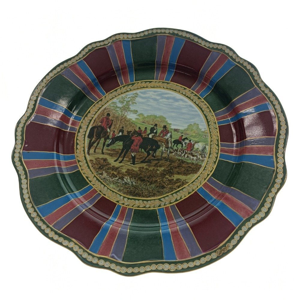 洋食器 大皿 Imperial インペリアル peinte a la main 牧場 馬 カラフル 飾り アンティーク コレクション プレートディッシュ 中古拍卖
