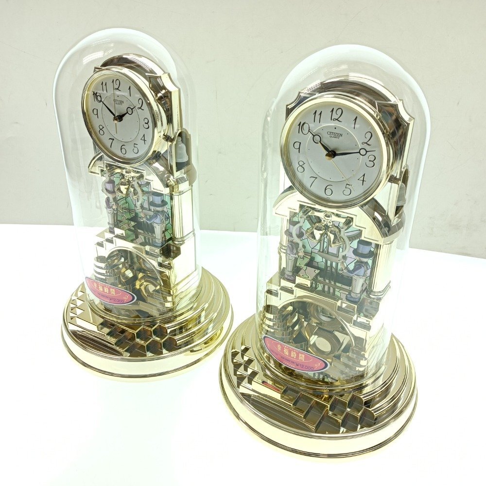 CITIZEN シチズン 置き時計 幸福時間DX しあわせじかんデラックス 4SG701-018 2点セット アンティーク まとめ売り ジャンク 中古拍卖
