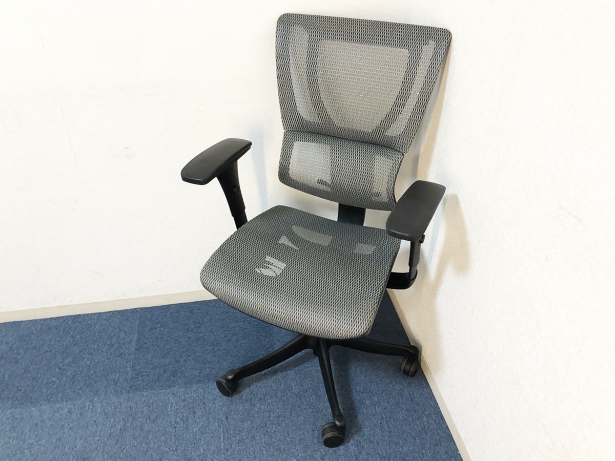 Ergohuman オフィスチェア KM-11グレー 肘付き エラストメリックメッシュ エルゴヒューマン 人間工学デスクチェア 清掃/動作確認済み拍卖