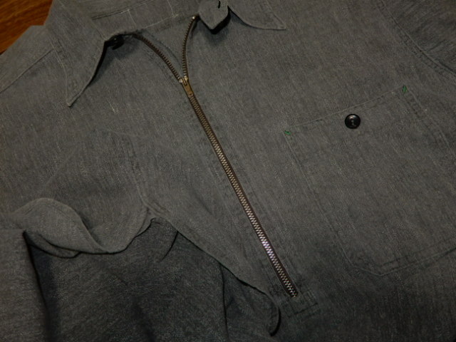 Special 40's 黒 シャンブレー ハーフ ZIP シャツ ビンテージ ( リーバイス 506XX 501XX 大戦 60s 50s BLACK HEAD LIGHT CARHARTT HERCULES拍卖