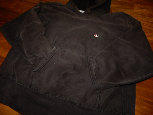 Super Fade BLACK 80's Champion 黒 Hoodie L リバースウィーブ ビンテージ ( リーバイス チャンピオン REVERSE WEAVE 60s 40s 50s 後付け拍卖