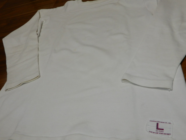 超Rare 60's Champion FOOTBALL Tee 単色 タタキタグ L 完全無地 白 ビンテージ ( リーバイス チャンピオン REVERSE WEAVE 70s 40s 50s 80s拍卖