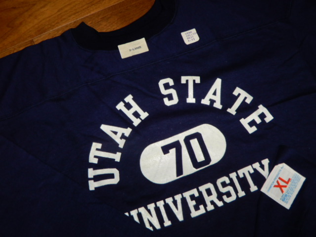 【完全 Dead Stock】 70's Champion FOOTBALL Tee ナス紺 ユタ XL ビンテージ ( リーバイス チャンピオン REVERSE WEAVE 60s 40s 50s 80s 0拍卖