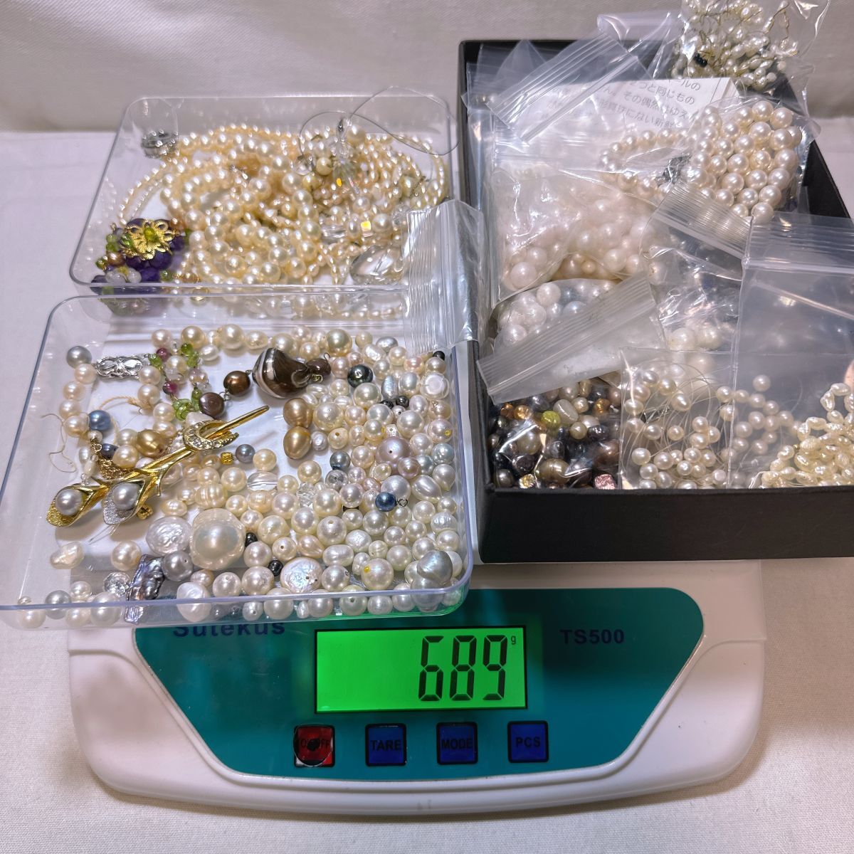 EE 裸石 ルース 外し石 本真珠 あこや真珠 淡水 グレー ケシパール ベビーパール まとめ 約680g 0.68kg 等 アクセサリーパーツ拍卖