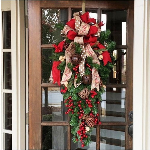 クリスマスリース 60cm クリスマス スワッグ オーナメント ナチュラル ドア 玄関 庭園 壁飾り ガーランド 新年飾り おしゃれ 屋内 屋外用拍卖