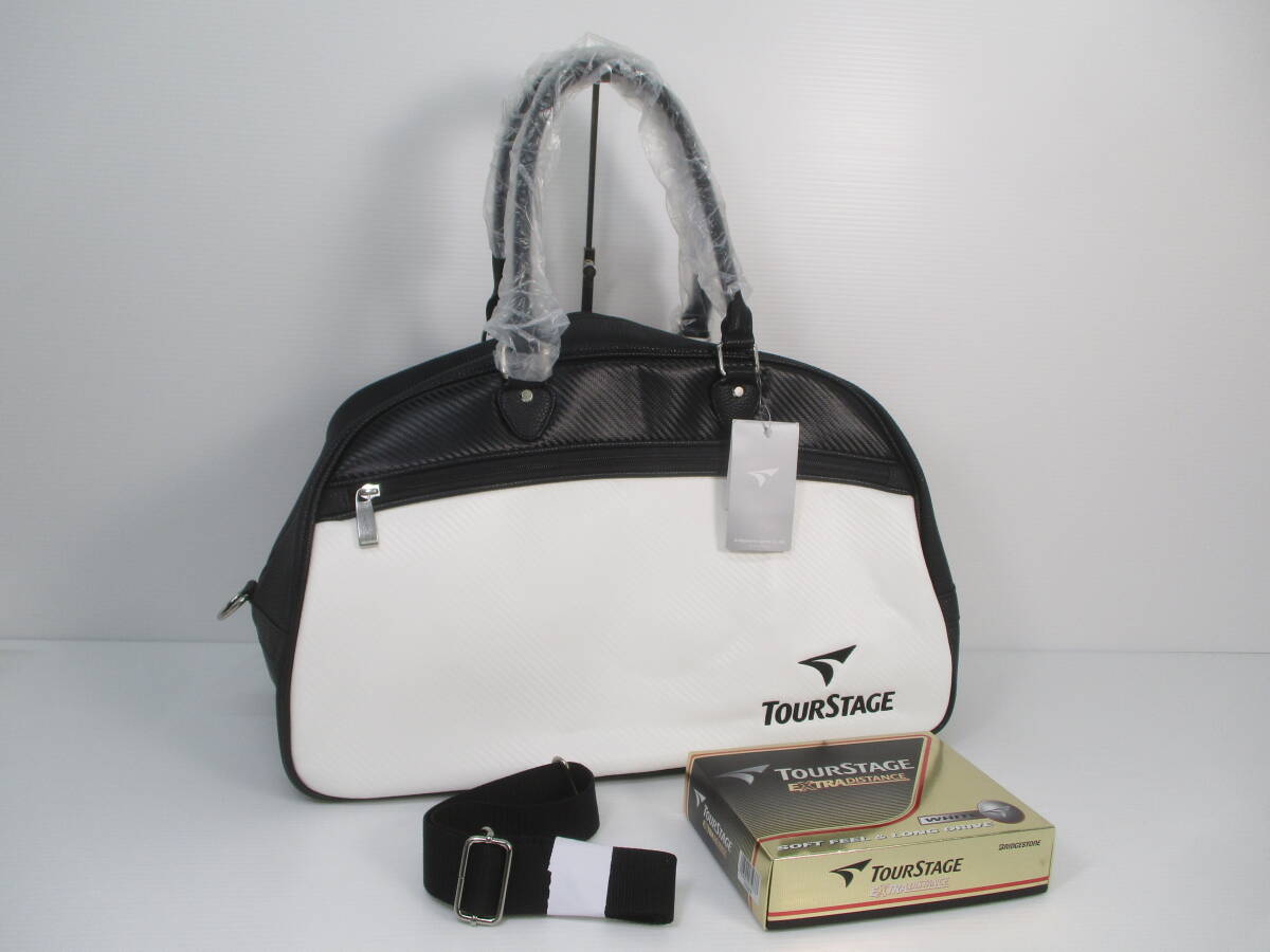 2510M4305 【1円~】タグ付 BRIDCESTONE ブリヂストン TOURSTAGE ツアーステージ ボストンバッグ+EXTRADISTANCE ゴルフボール 1ダース拍卖