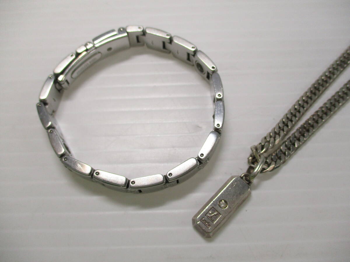 2511M1416 Leda SILMA レダシルマ 喜平チェーン 石付 ネックレス/Lロゴ ブレスレット 計2点拍卖