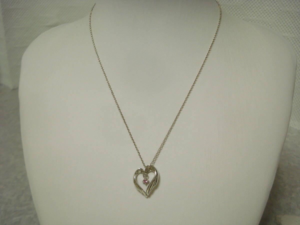 ☆ 未来天使☆ シルバー925 ネックレス☆ ハートの羽根 翼 ピンク石 ペンダント拍卖