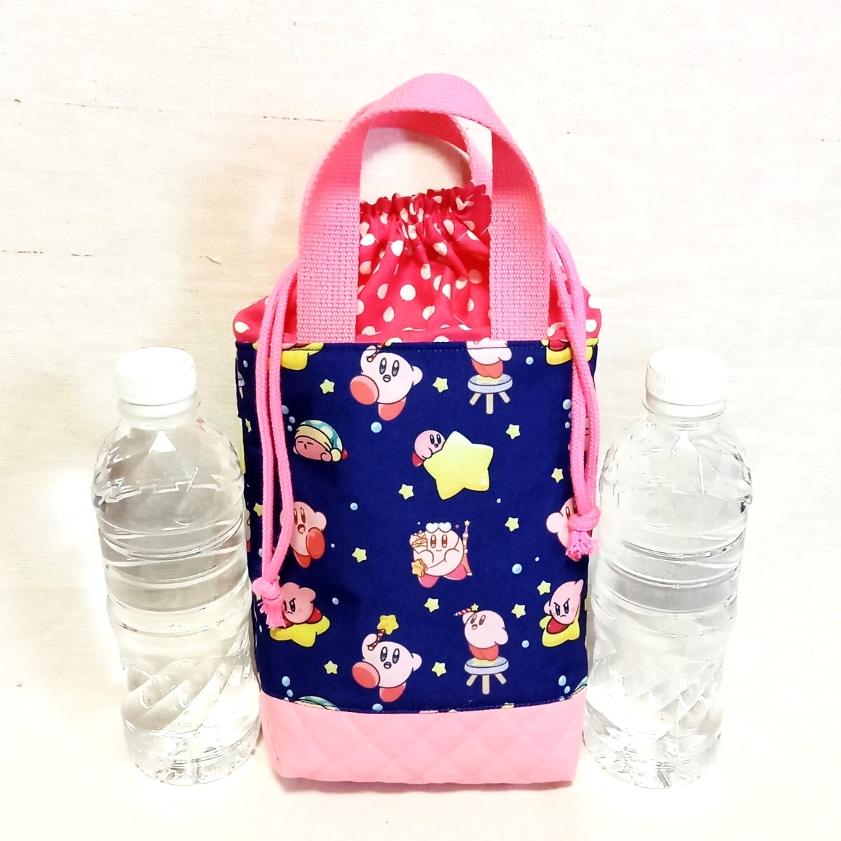 手作り☆保冷保温巾着バッグ☆星のカービィ☆ピンクドット拍卖