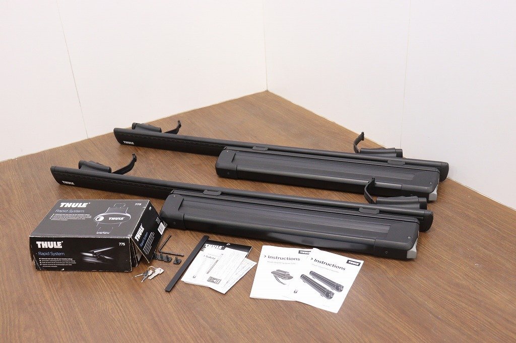 J9936◆THULE/スーリー◆ルーフキャリア◆2本セット◆ブラック◆キャリアバー◆スキーキャリア◆775/7325他拍卖