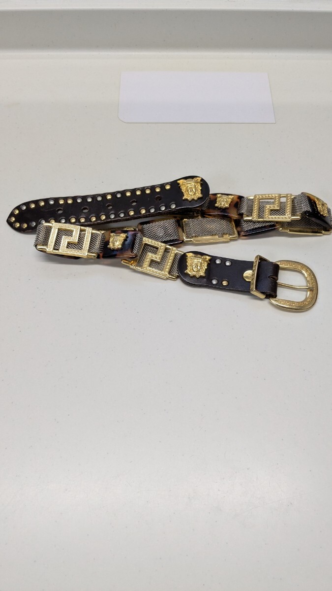 レディースベルト★ベルサーチ風★ 金属とブラウン系 極美品です拍卖