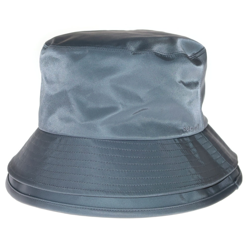 Sacai サカイ NYLON TWILL DOUBLE BR ロゴ刺繍 ナイロンバケットハット 帽子 グレー 23-0599S拍卖