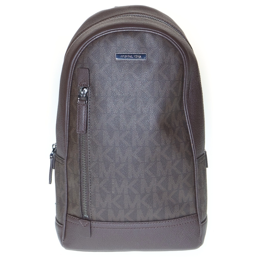 MICHAEL KORS マイケルコース ロゴ ウエストバッグ ボディバッグ ショルダーバッグ ブラウン レザー×PVC シルバー金具拍卖