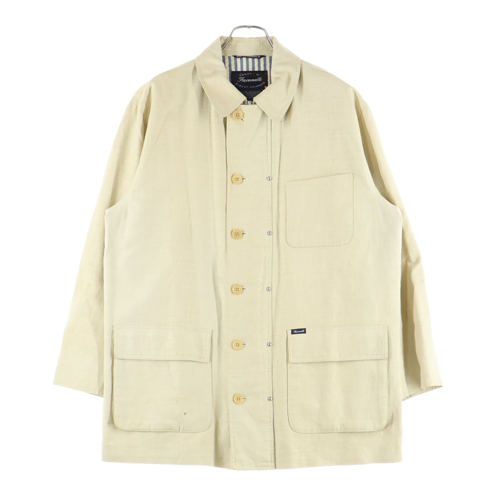 NO BRAND ノーブランド FACONNABLE ファソナブル リネン混 ジップアップ ジャケット ベージュ拍卖