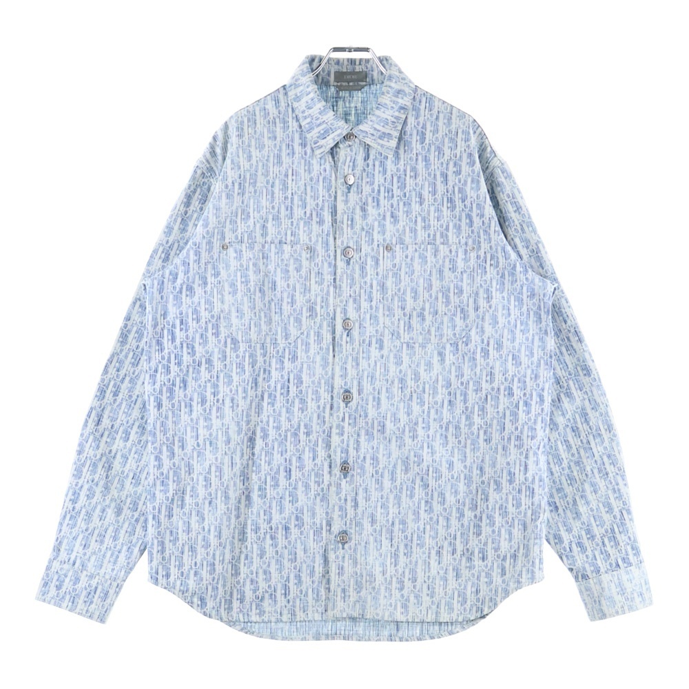 DIOR ディオール 20AW オブリーク 総柄 コットン 長袖 オーバーシャツ ブルー 013D585Y989拍卖