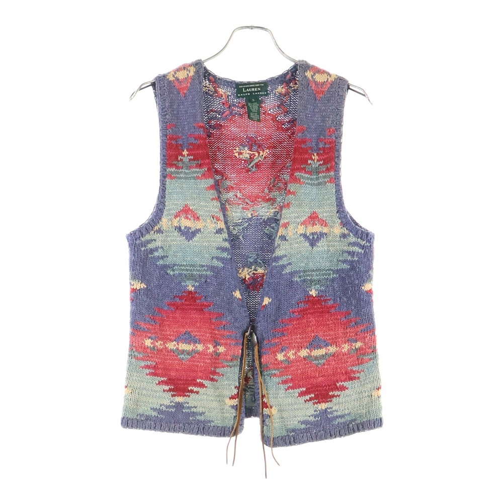 RALPH LAUREN ラルフローレン 90s ネイティブ柄 コンチョ リネンニットカーディガン マルチ拍卖