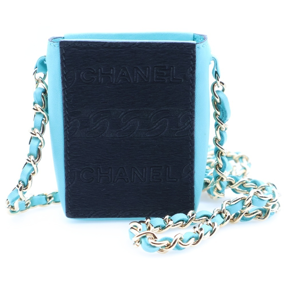 CHANEL シャネル 2000-2001 Chain Shoulder Cigarette Case チェーン シガレットケース ミニショルダーバッグ ブルー拍卖