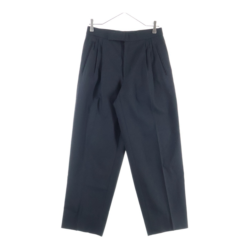 NO BRAND ノーブランド 90s MADE IN DOMINICAN REPABLIC 3タック スラックス テーパード ボトム パンツ ブラック拍卖