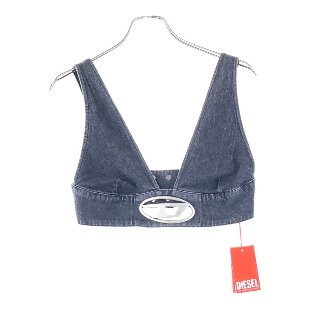 DIESEL ディーゼル DE-ELLY-S メタルDロゴ デニムブラトップ タンクトップ インナー グレー レディース拍卖