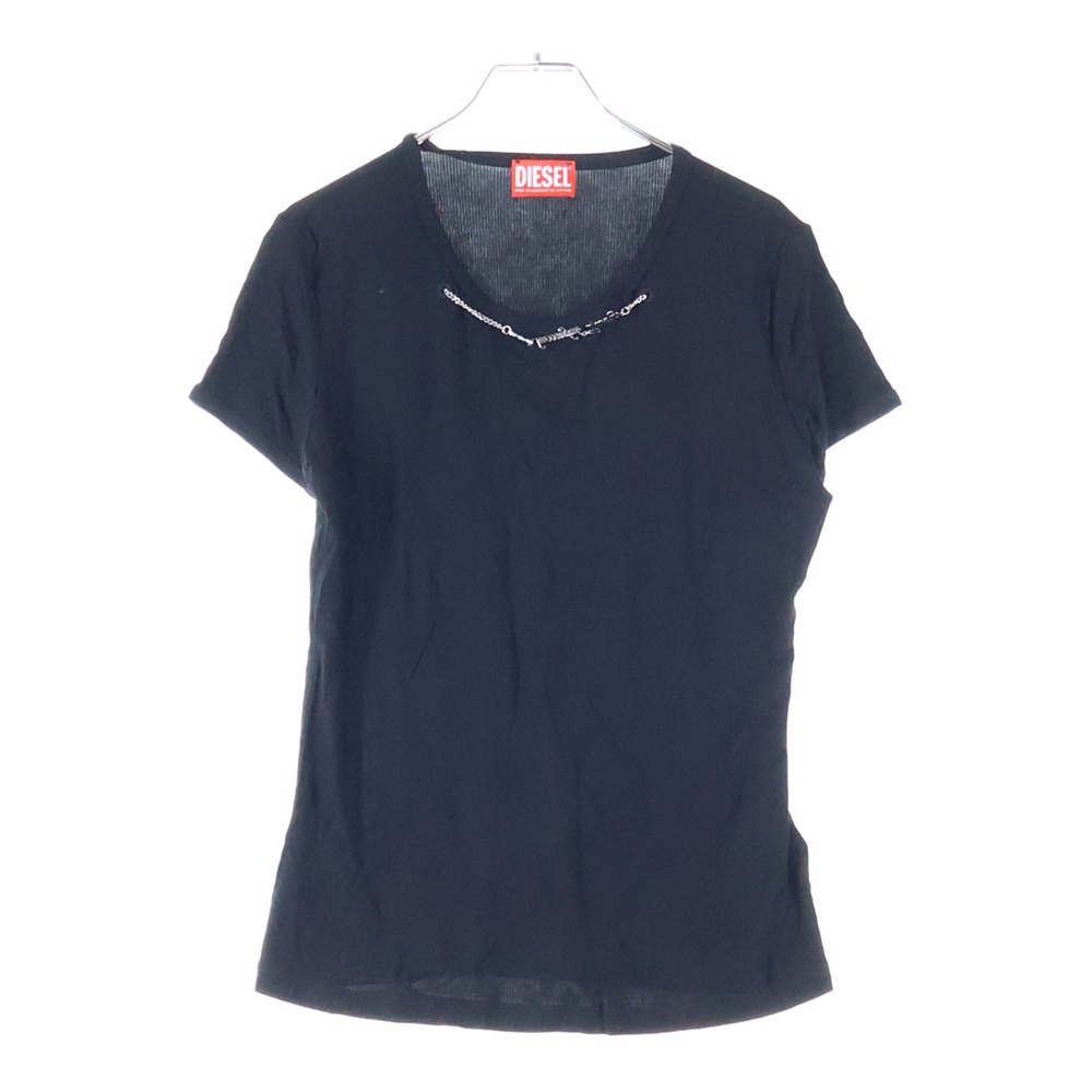 DIESEL ディーゼル T-MATIC TANK TOP ネックレス付き クルーネック カットソー 半袖Tシャツ レディース ブラック A12037 0BLAN拍卖