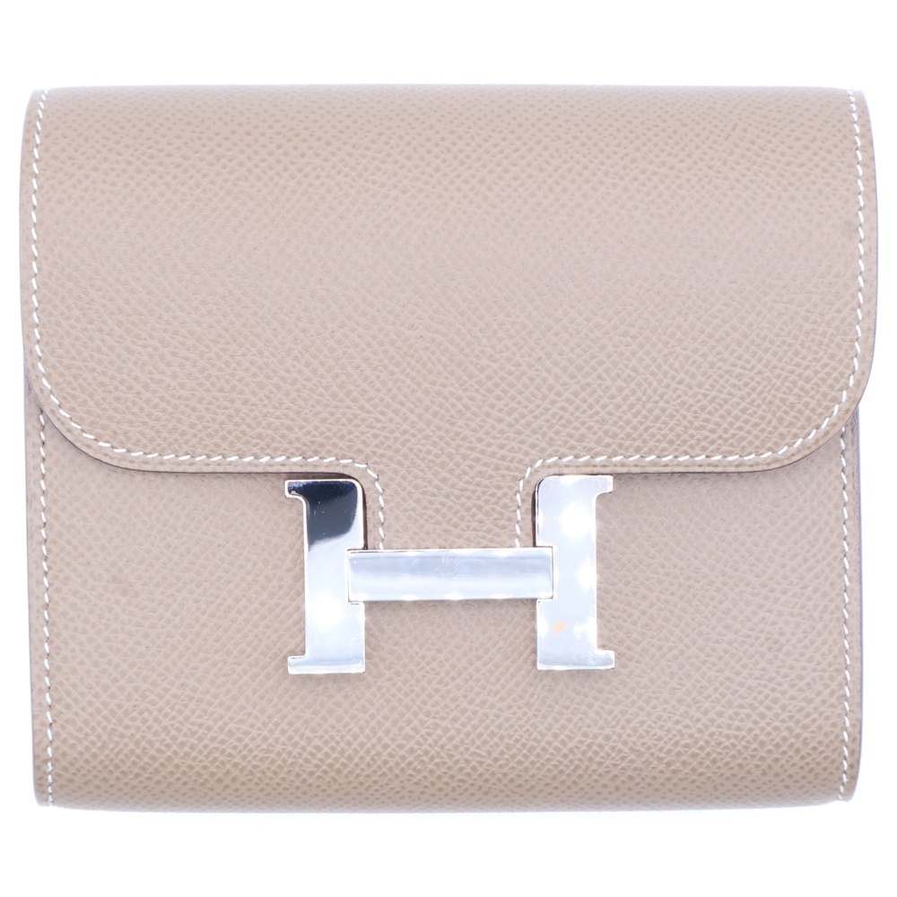 HERMES エルメス コンスタンス コンパクト ウォレット 財布 エプソン SV金具 エトゥープ拍卖