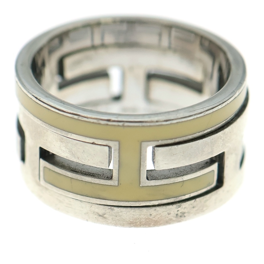 HERMES エルメス ムーブアッシュ リング 指輪 シルバー×ベージュ Ag925拍卖