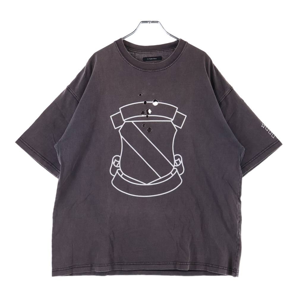 NUMBER (N)INE ナンバーナイン エンブレム クラッシュ加工 半袖Tシャツ ブラウン NMBsc537拍卖