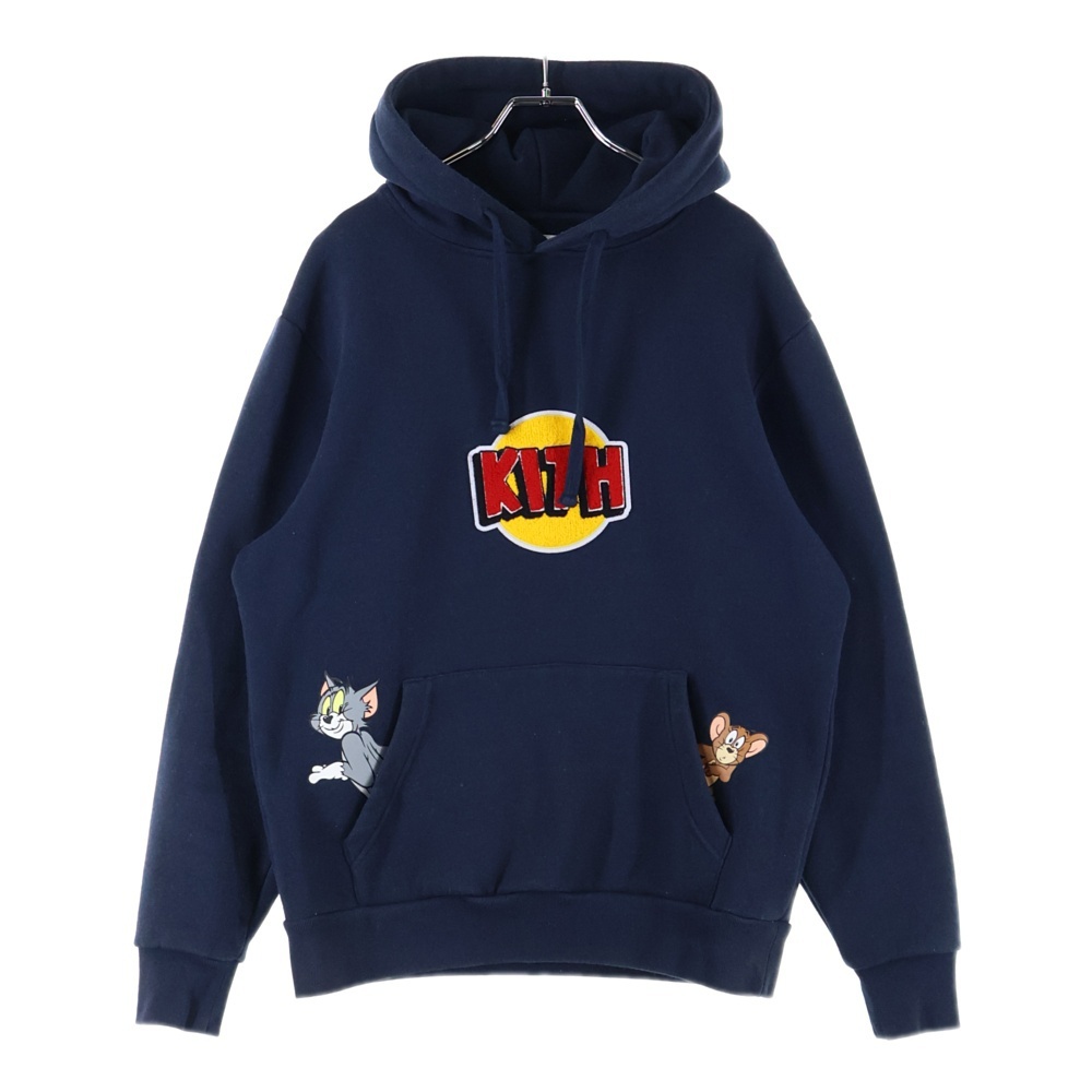 KITH キス ×TOM AND JERRY トムとジェリー フロントロゴ スウェット プルオーバーパーカー ネイビー KH3521拍卖