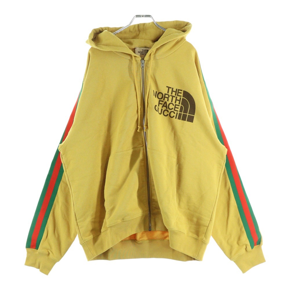GUCCI グッチ ×THE NORTH FACE Logo Zip Hoodie ザノースフェイス ロゴジップアップパーカー フーディ イエロー 651723 XJDIP拍卖