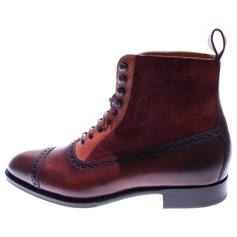 EDWARD GREEN エドワードグリーン SHANNON シャノン スエード切り替え ストレートチップ レースアップ レザー ブーツ ブラウン 99823拍卖